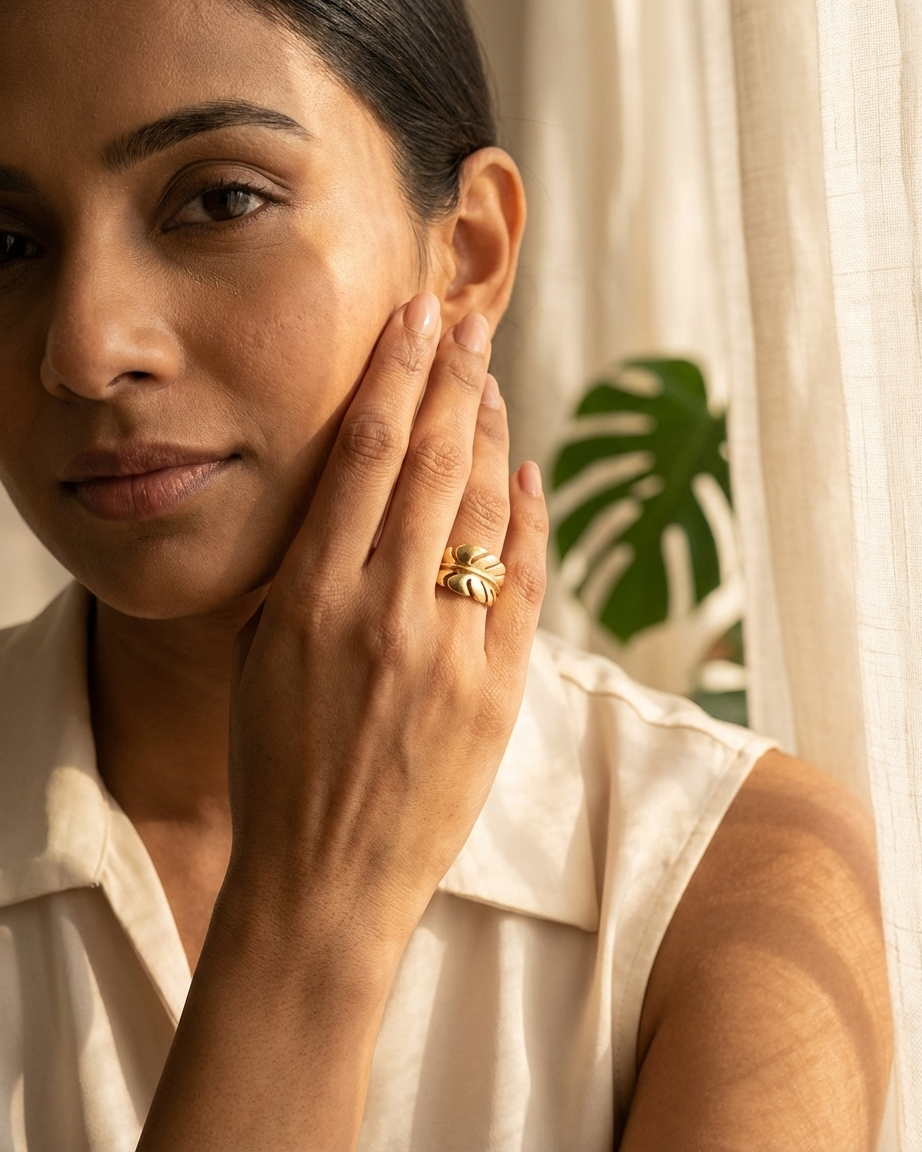The Lunera Leaf Ring