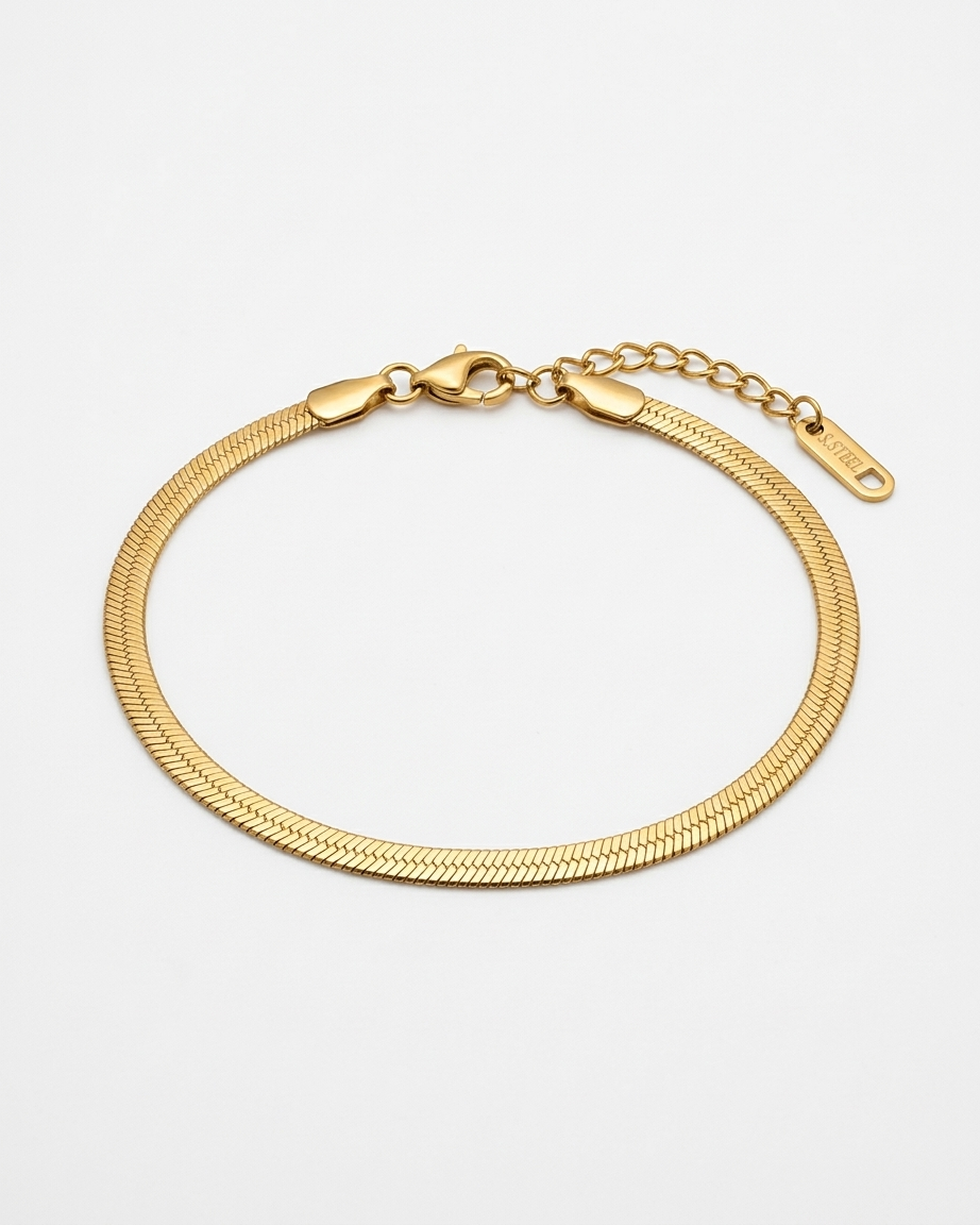 The snake chain bracelet 18K gold plated stainless steel 