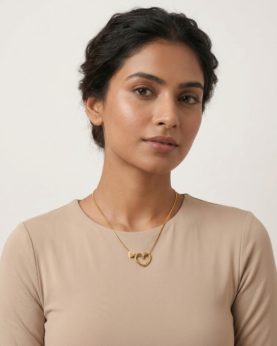 The Golden Twin Heart Necklace