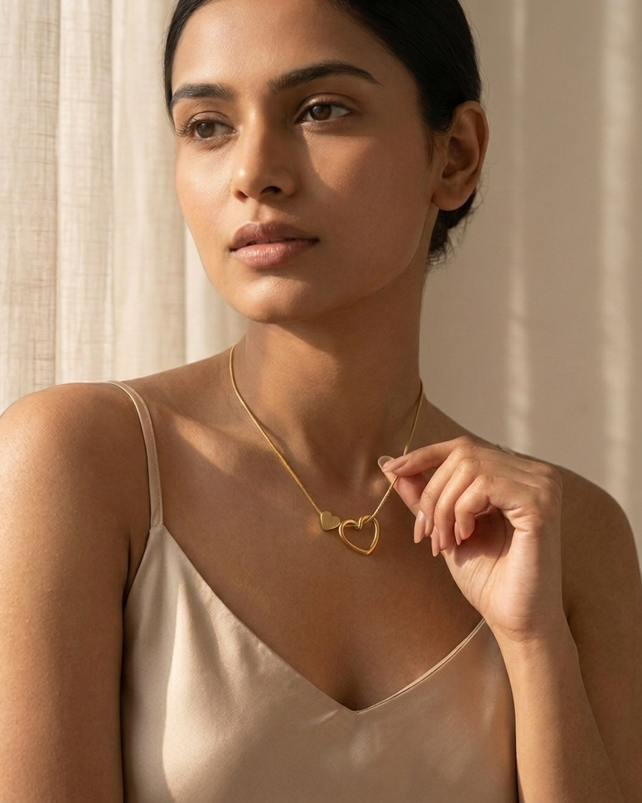The Golden Twin Heart Necklace
