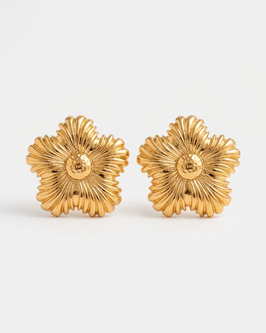 the aureline bloom studs 18k gold plated stainless steel studs