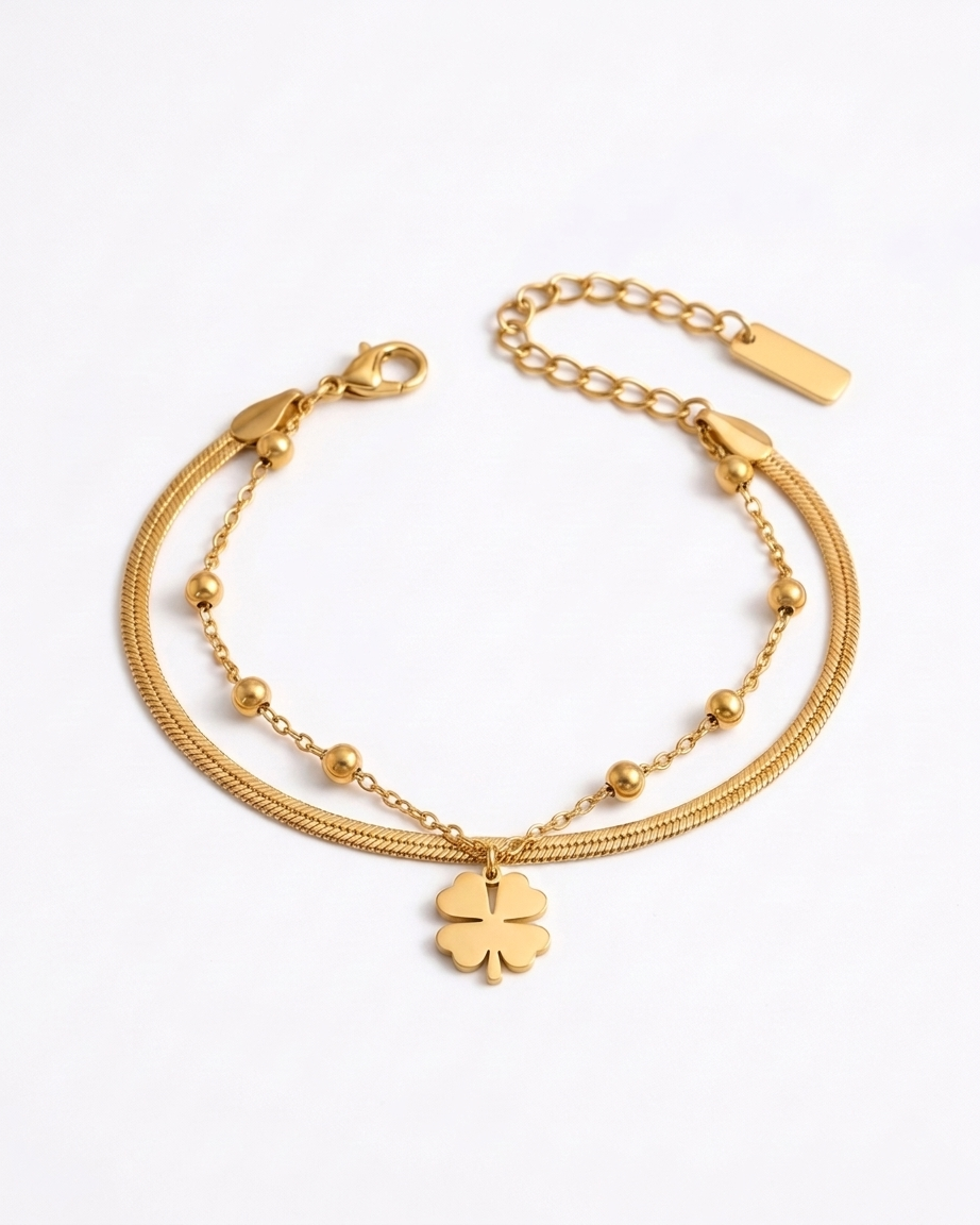 the clover veil bracelet 18K gold plated stainless steel 