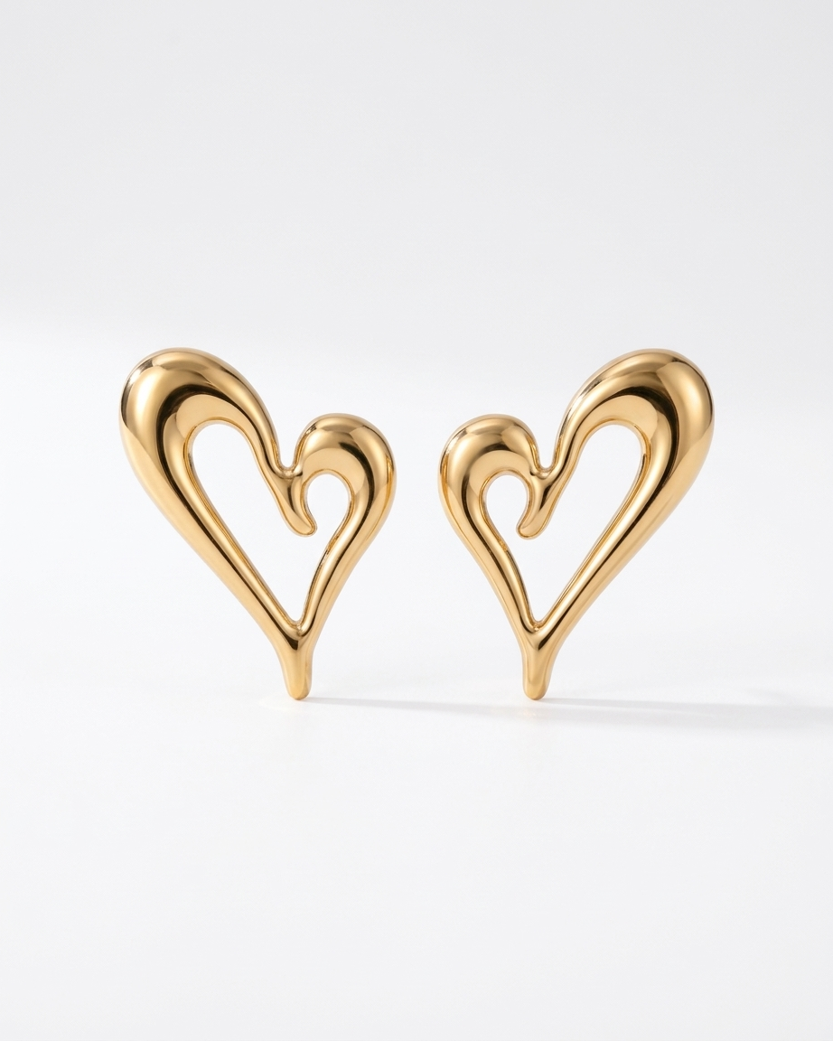 the golden heart earring 18K gold plated stainless steel 