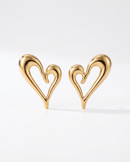 the golden heart earring 18K gold plated stainless steel 