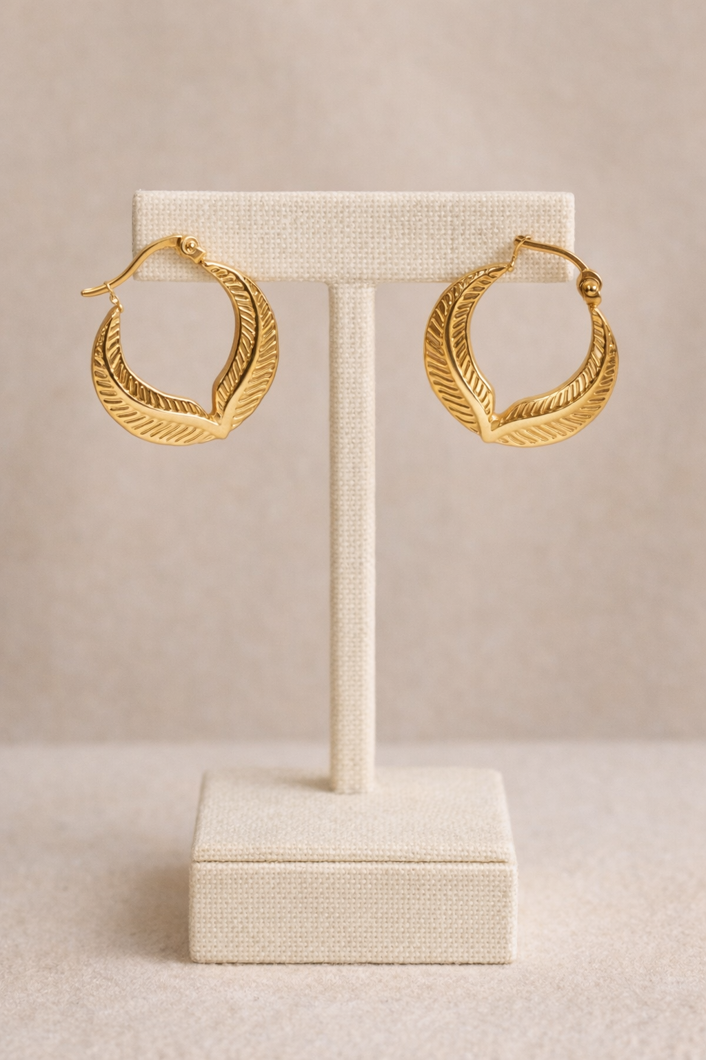 the golden veil hoops 18K gold plated stainless steel hoops