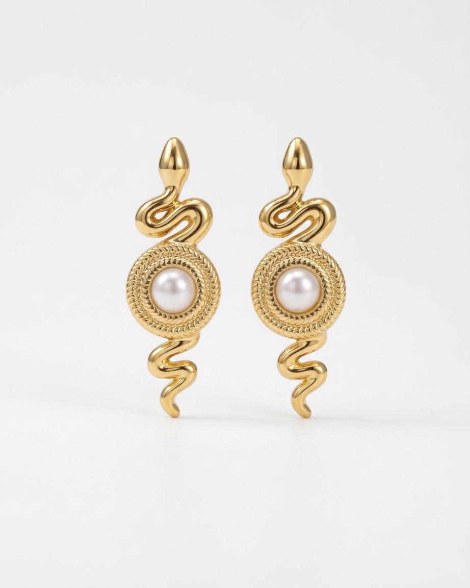 the guardian pearl earring 18k gold plated stainless steel earring