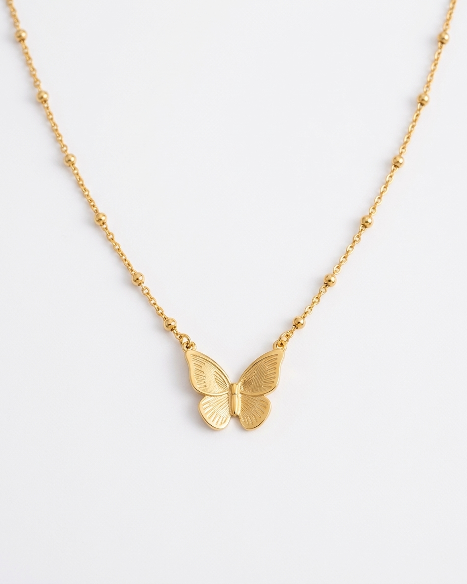 the mayan butterfly necklace 18K gold plated stainless steel 