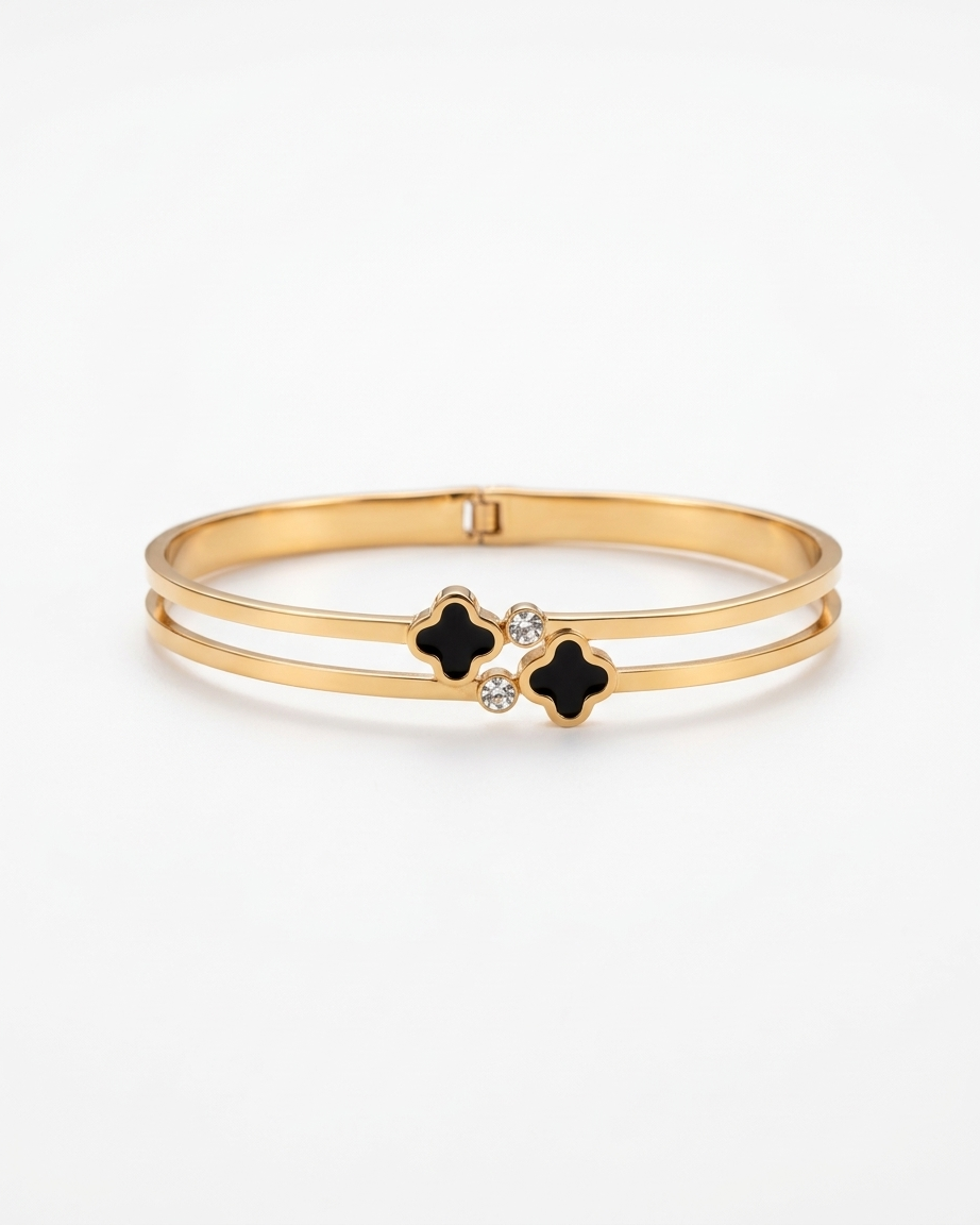 the midnight clover duo bangle 18K gold plated stainless steel bangle