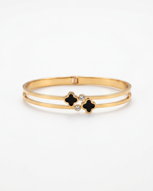 the midnight clover duo bangle 18K gold plated stainless steel bangle
