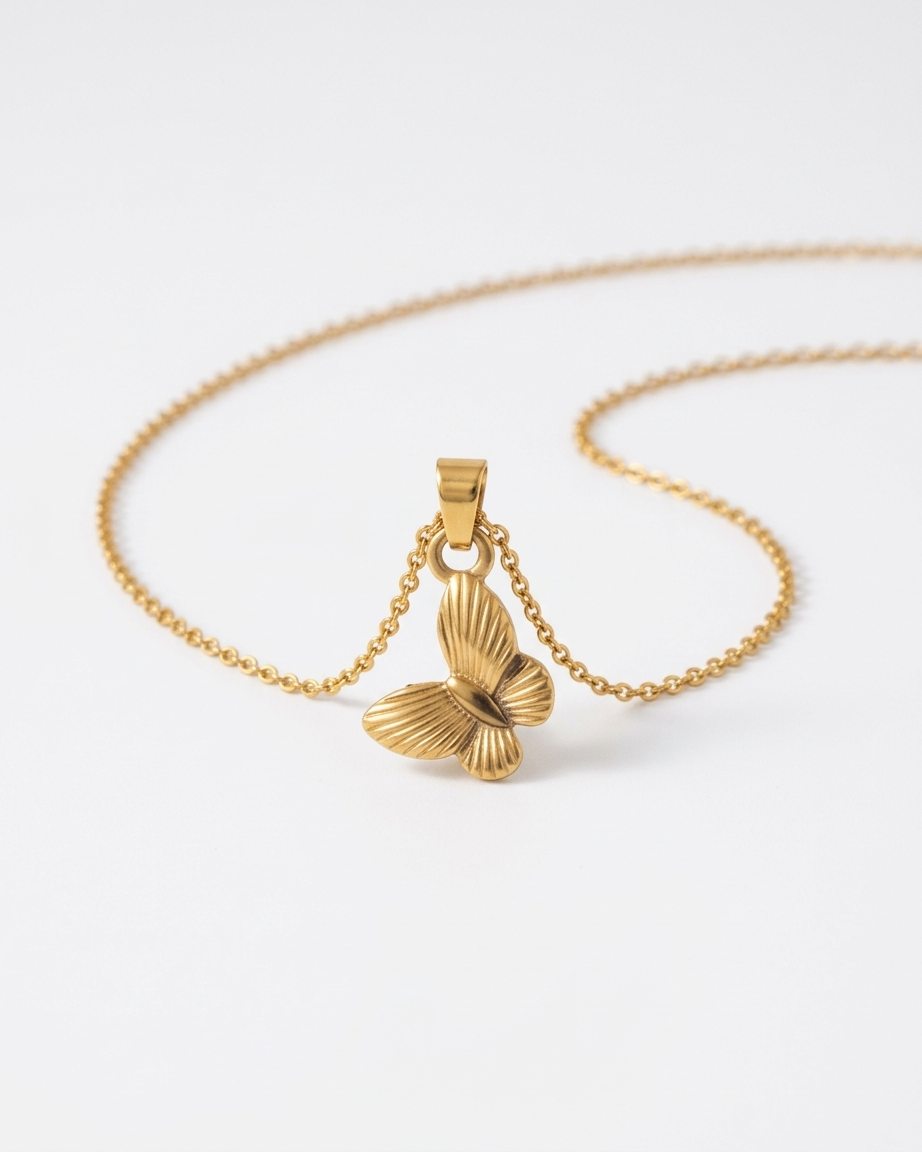 the royal butterfly necklace 18K gold plated stainless steel 