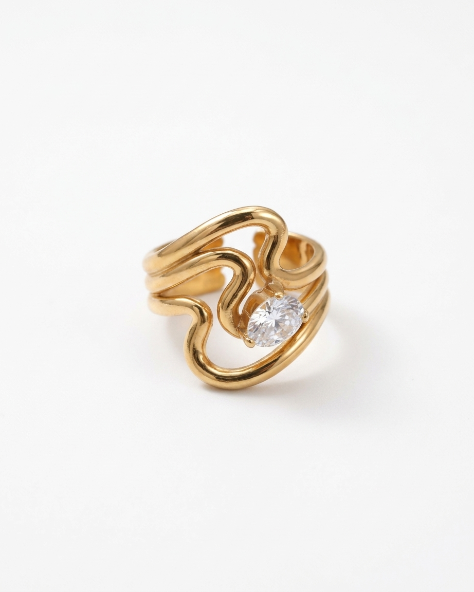 the seraphine curve ring 18K gold plated stainless steel 
