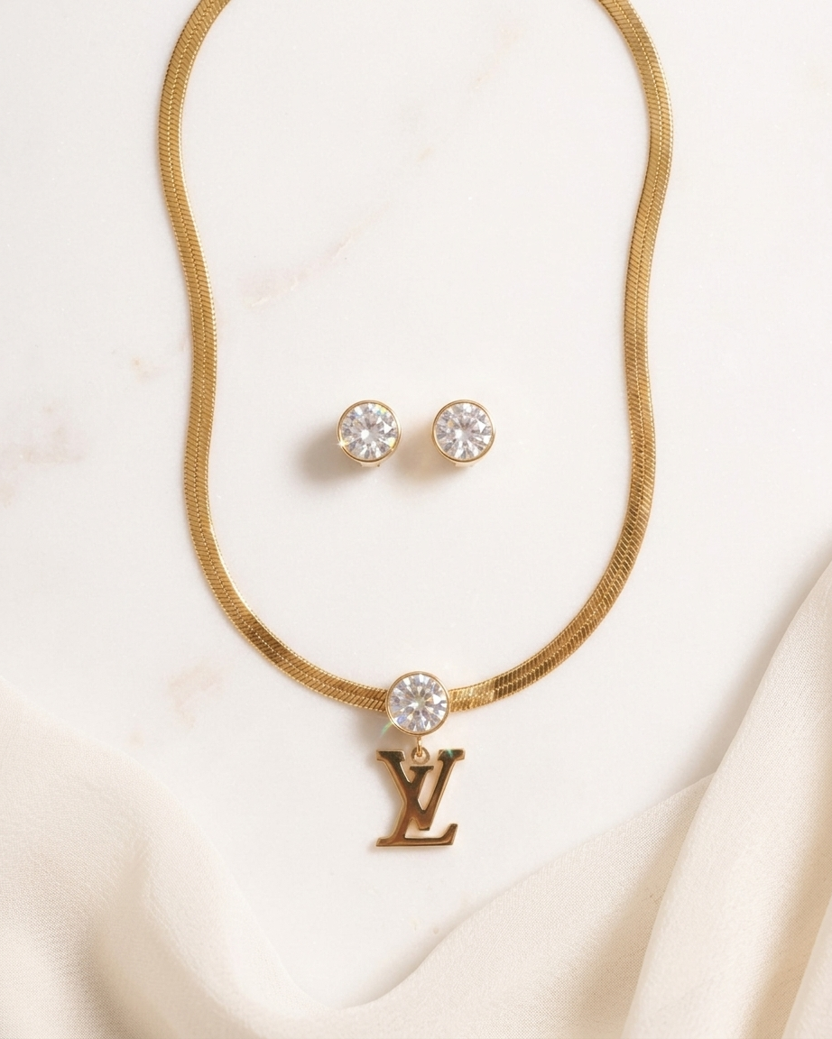the signature glow jewellery set 18k gold plated stainless steel jewellery set