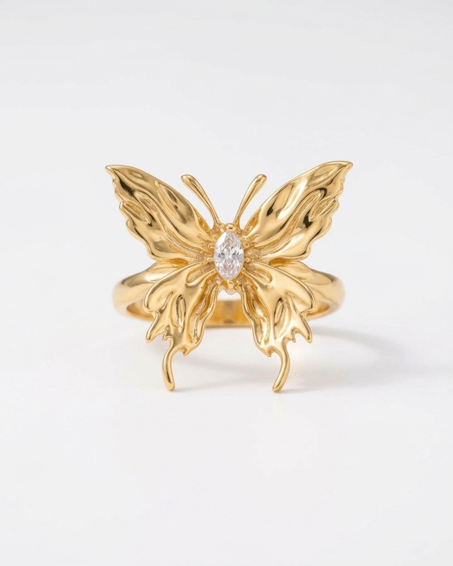 the velmira butterfly ring 18K gold plated stainless steel