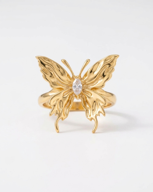 the velmira butterfly ring 18K gold plated stainless steel