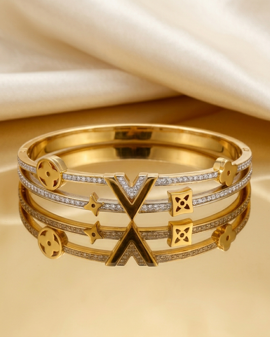 the vespera crown cuff 18k gold plated stainless steel bangle